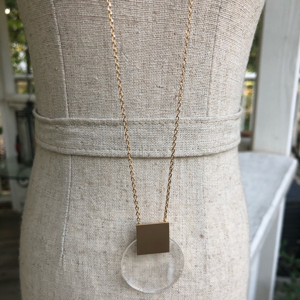 NEW-Beautiful Clear nature stone & brass necklace